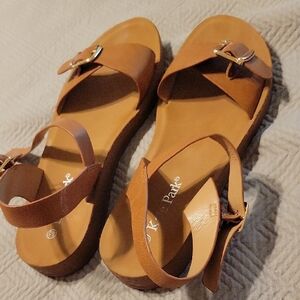 Kate PARK Brown Leather Sandals NWOT